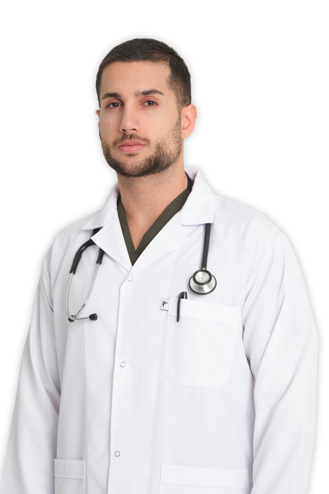 Erkek Klasik Yaka Beyaz Doktor Önlüğü
