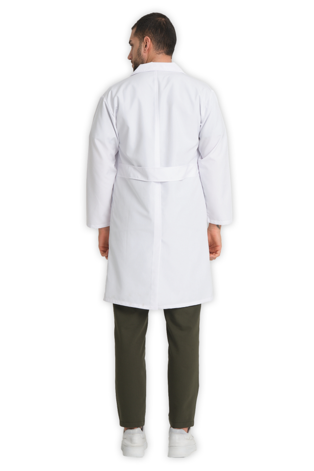 Erkek Klasik Yaka Beyaz Doktor Önlüğü