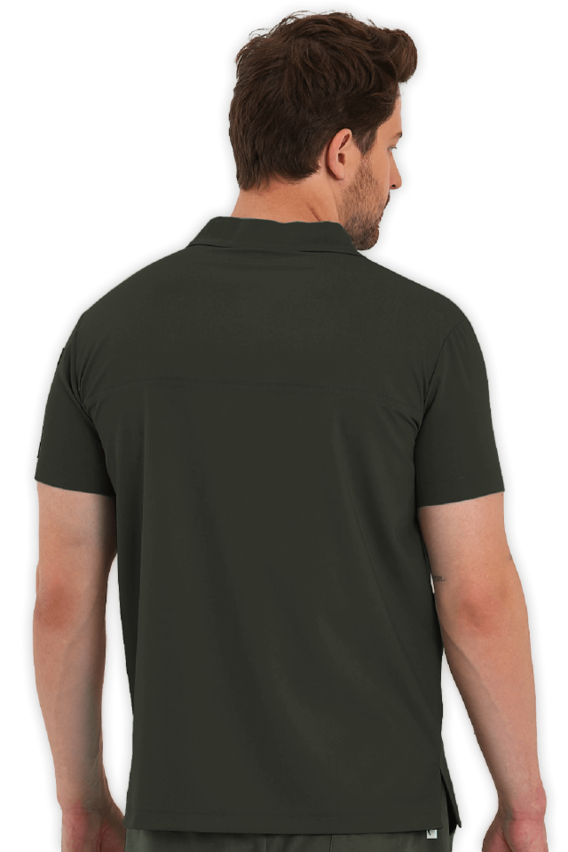 Erkek Haki Polo Yaka Scrubs Üst