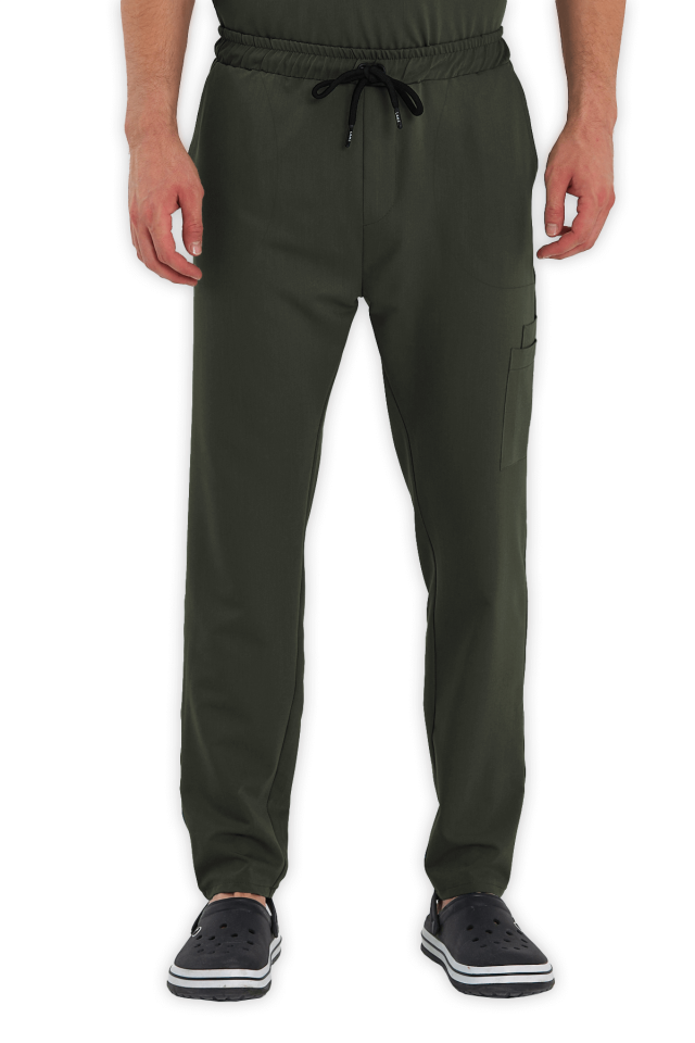 Erkek Haki Kargo Cepli Scrubs Pantolon