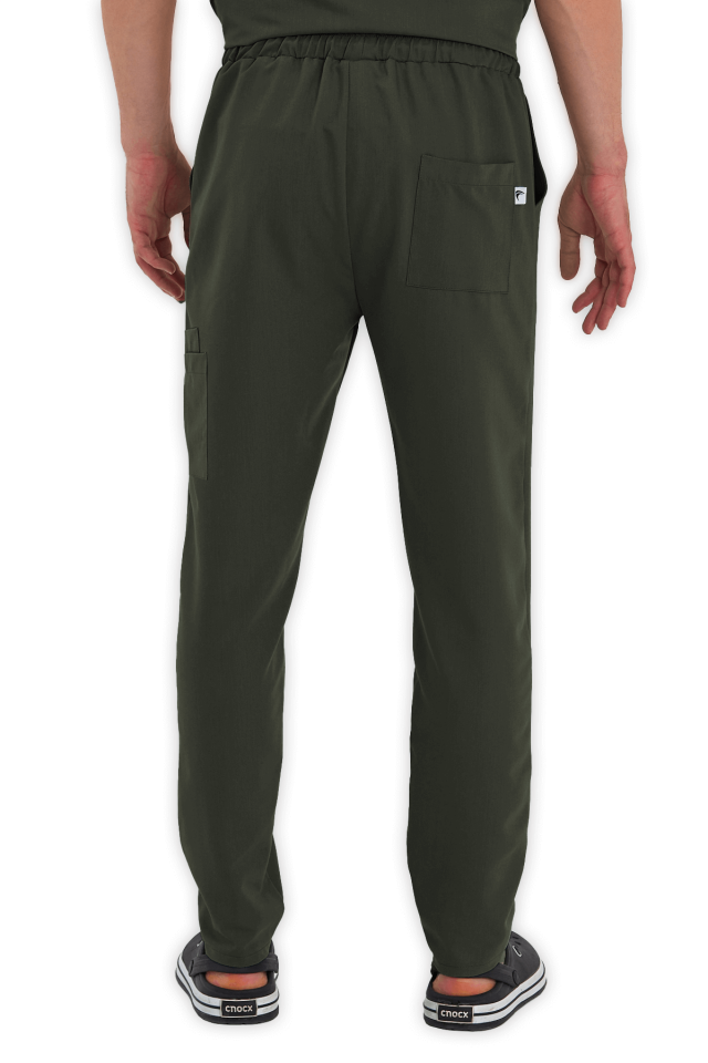 Erkek Haki Kargo Cepli Scrubs Pantolon
