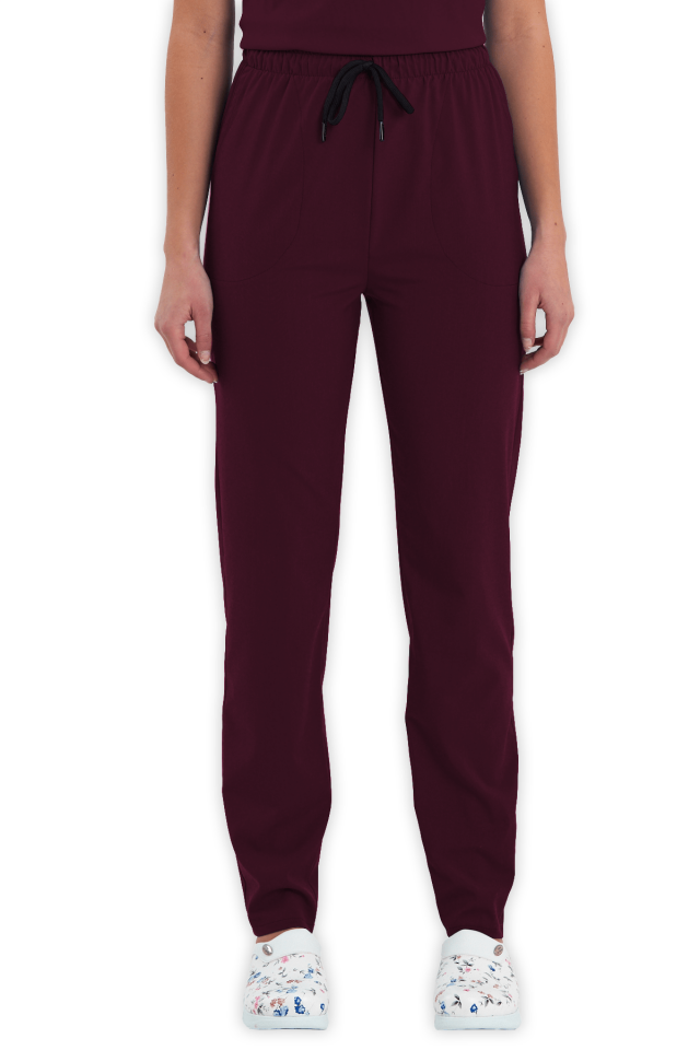 Kadın Bordo Scrubs Pantolon