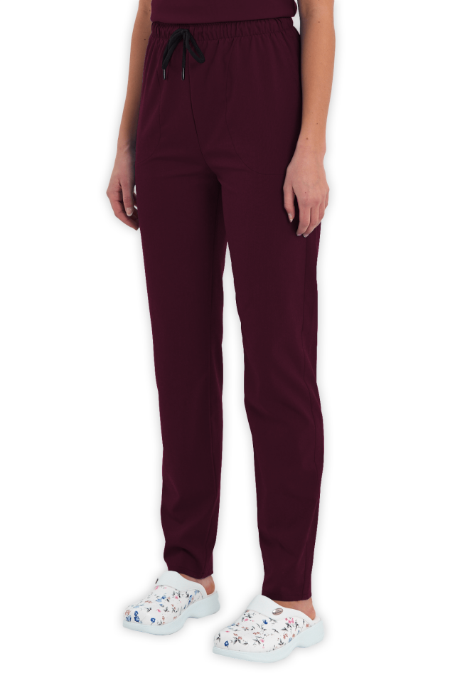 Kadın Bordo Scrubs Pantolon