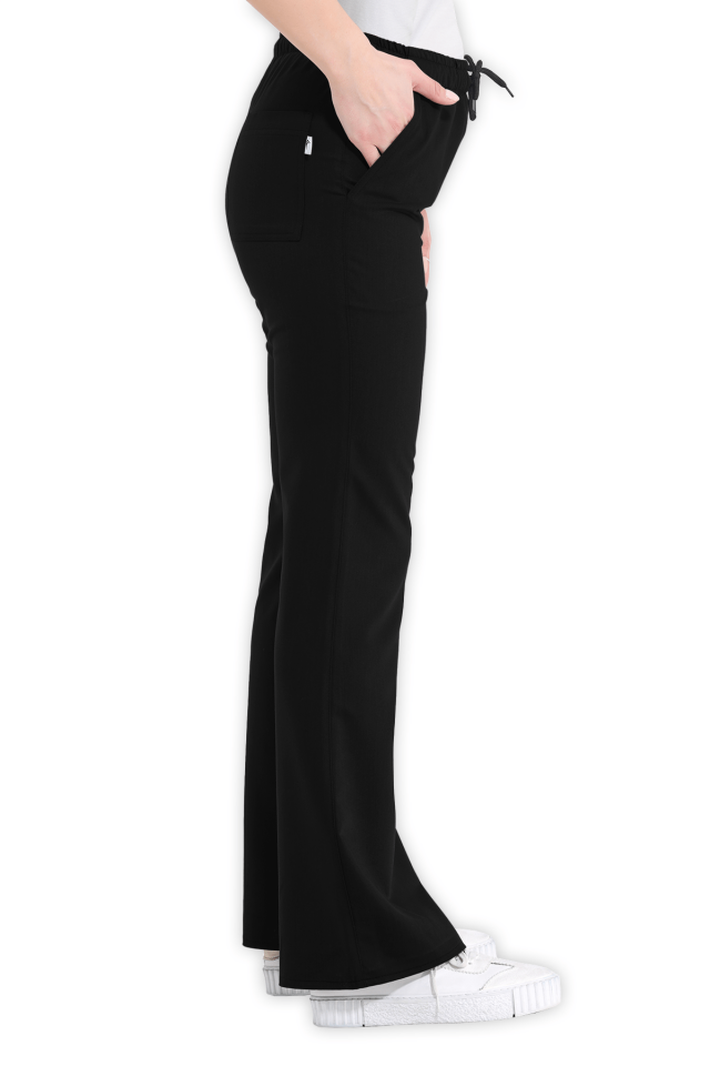 İspanyol Paça Siyah Scrubs Pantolon