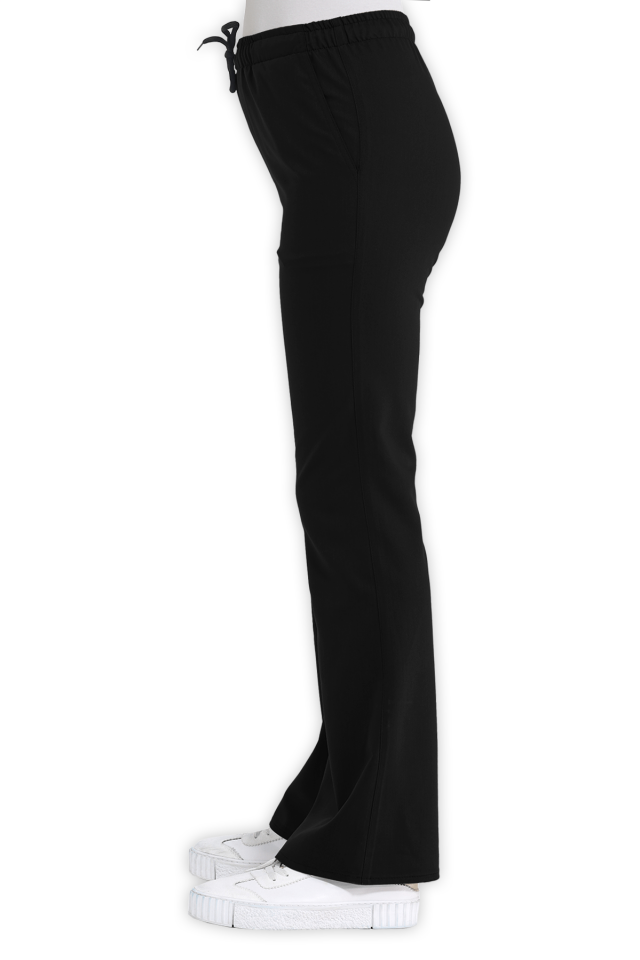 İspanyol Paça Siyah Scrubs Pantolon
