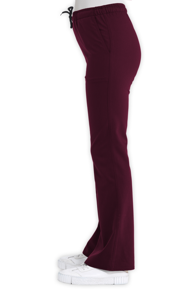İspanyol Paça Bordo Scrubs Pantolon
