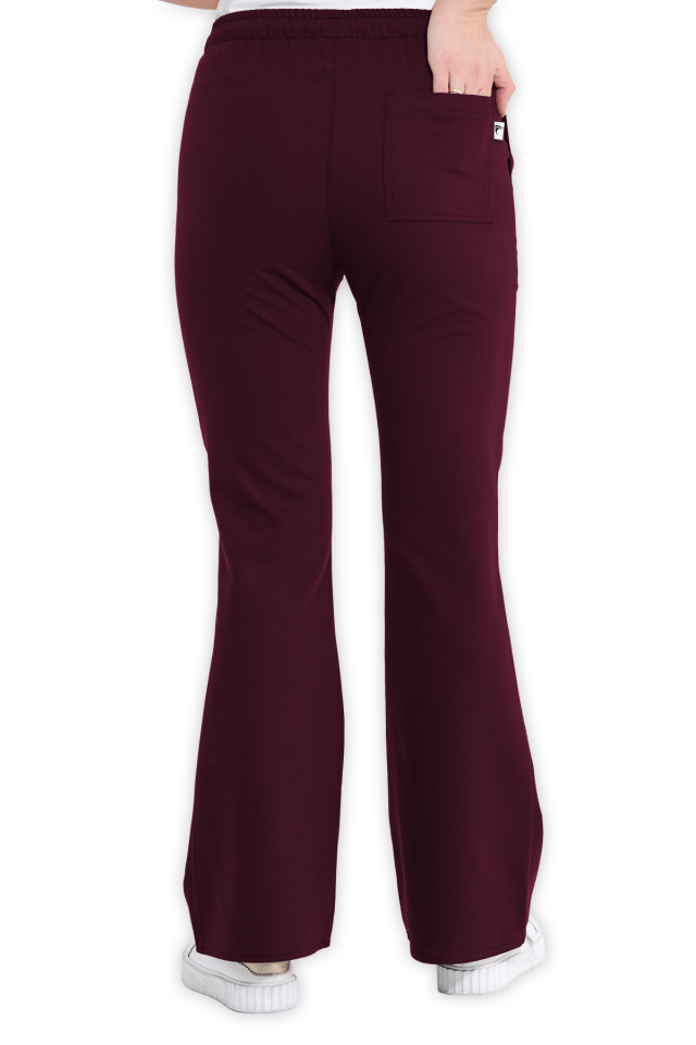 İspanyol Paça Bordo Scrubs Pantolon