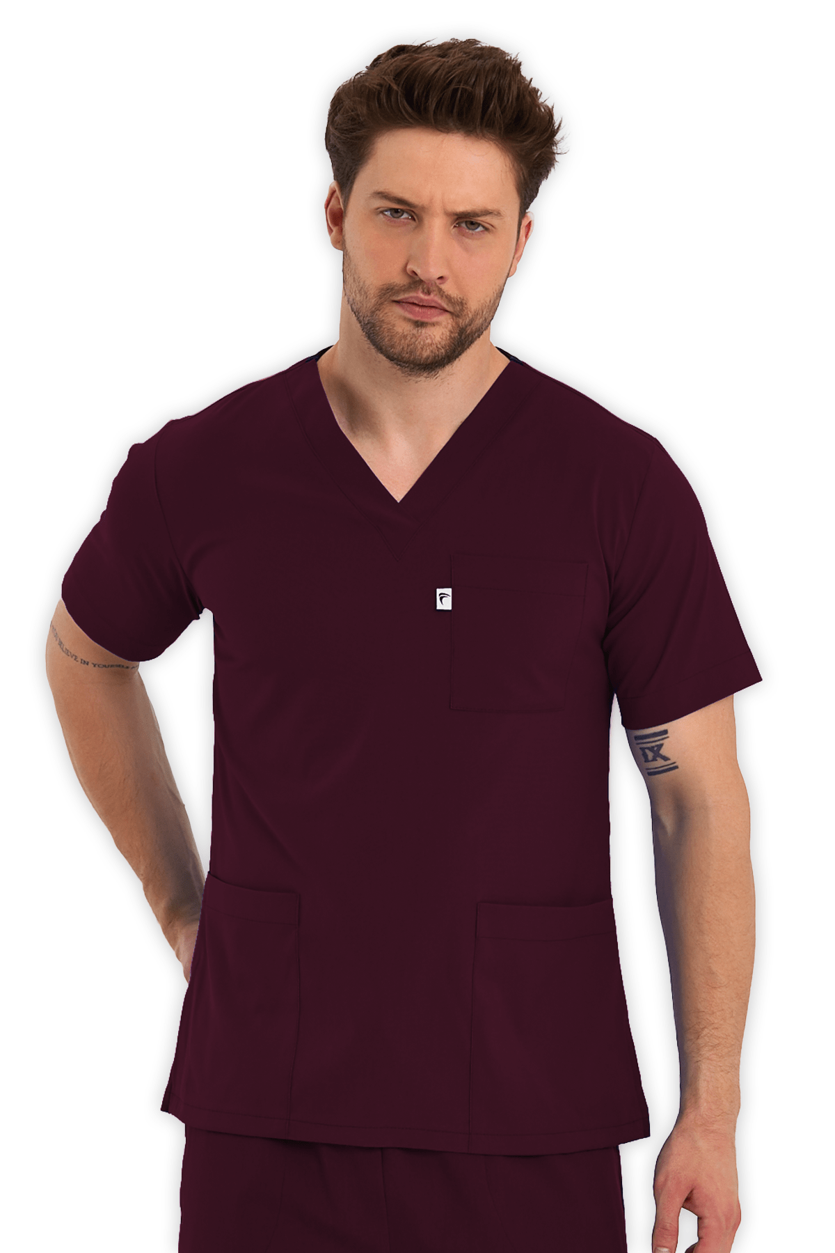 Erkek Bordo Scrubs Üst