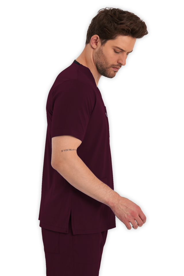 Erkek Bordo Scrubs Üst