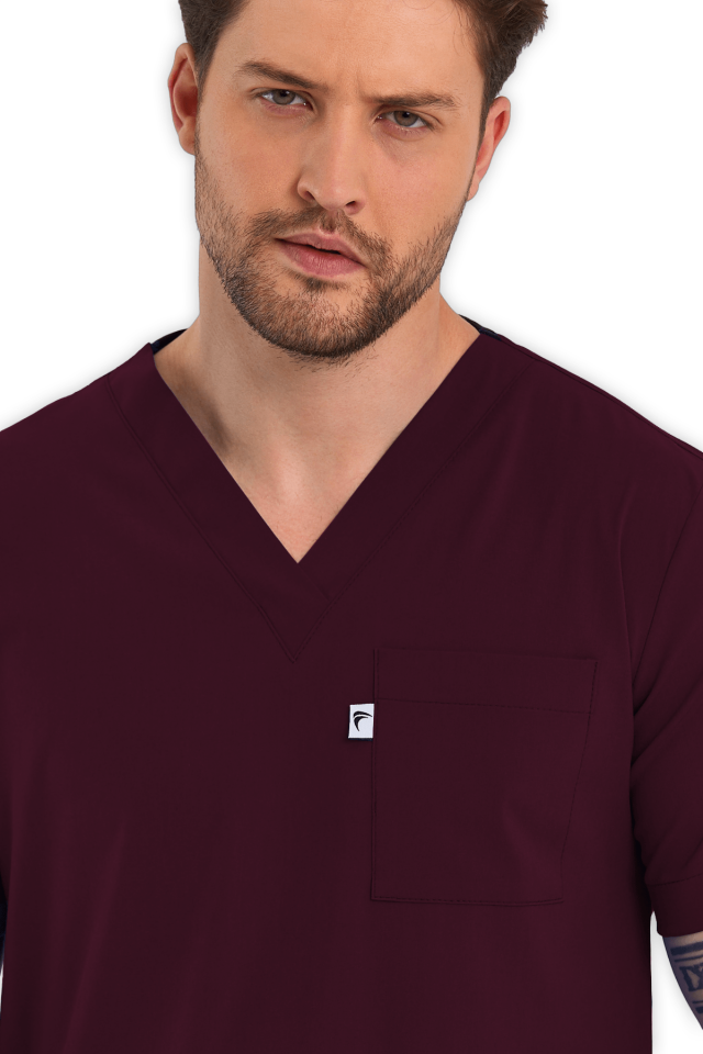 Erkek Bordo Scrubs Üst