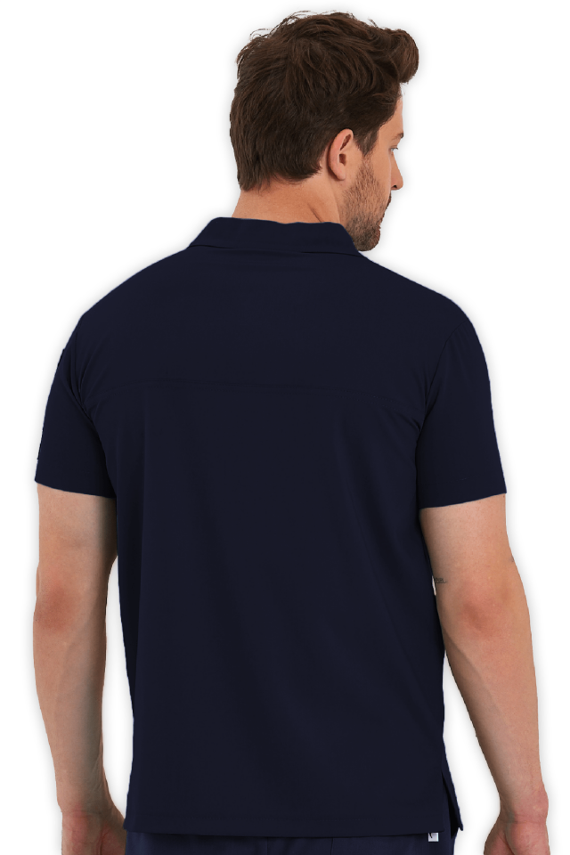 Erkek Lacivert Polo Yaka Scrubs Üst