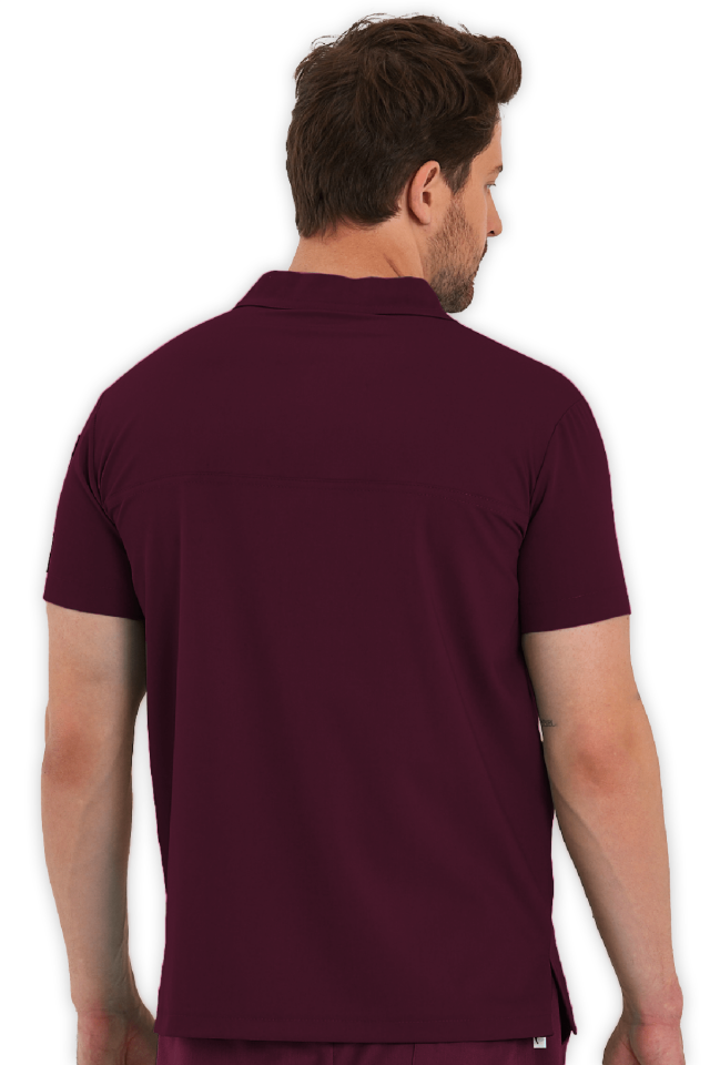 Erkek Bordo Polo Yaka Scrubs Üst