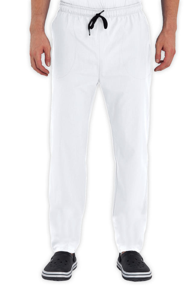 Erkek Beyaz Scrubs Pantolon