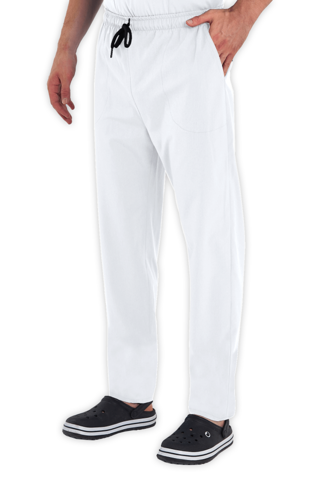 Erkek Beyaz Scrubs Pantolon