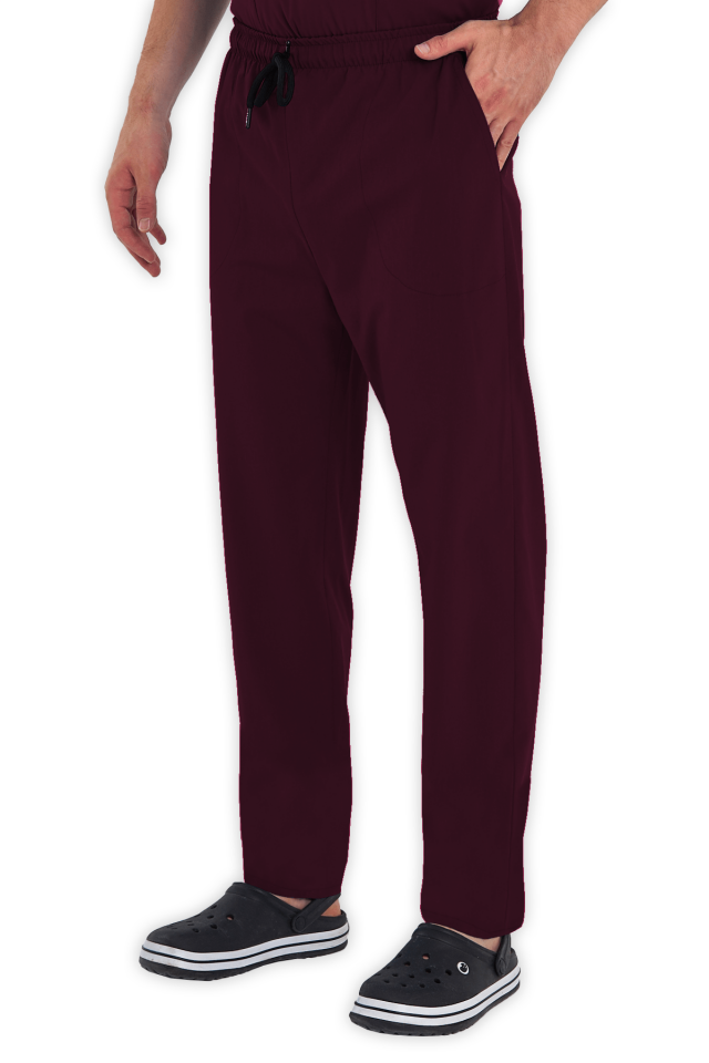 Erkek Bordo Scrubs Pantolon