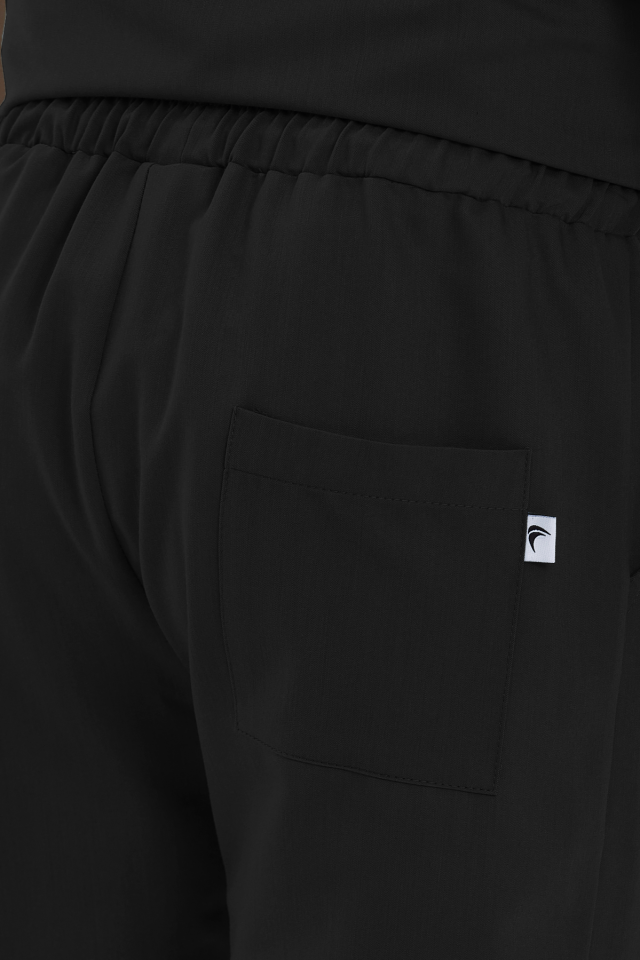 Erkek Siyah Kargo Cepli Scrubs Pantolon