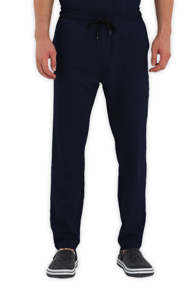 Erkek Lacivert Kargo Cepli Scrubs Pantolon