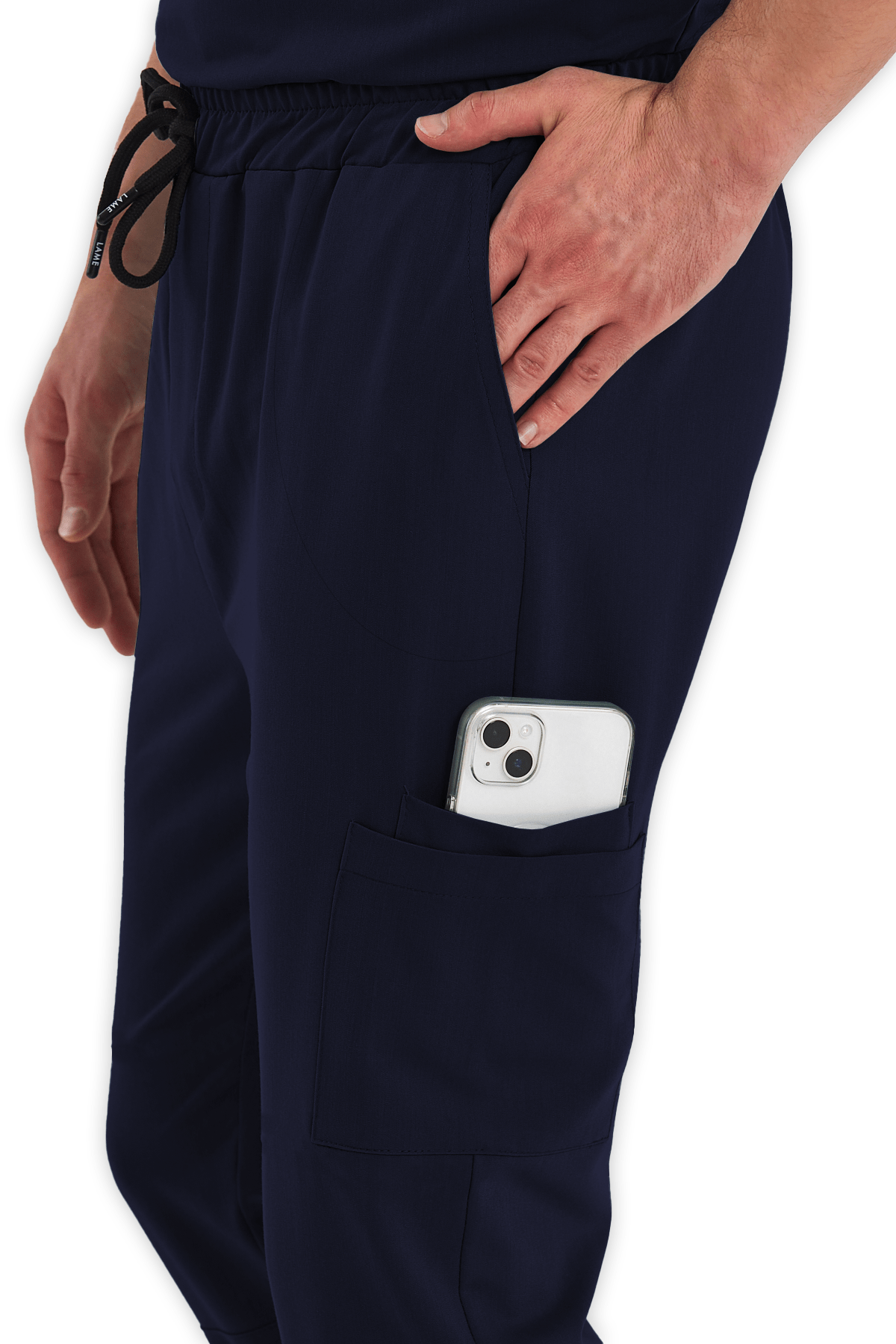 Erkek Lacivert Kargo Cepli Scrubs Pantolon