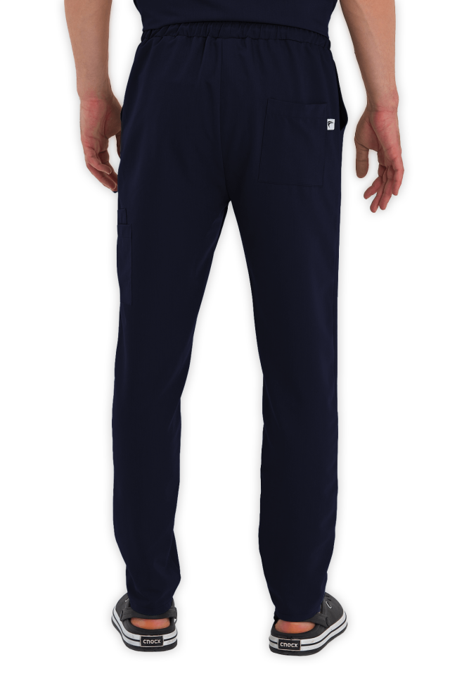 Erkek Lacivert Kargo Cepli Scrubs Pantolon