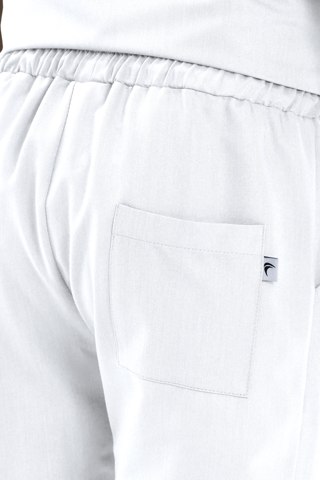 Erkek Beyaz Kargo Cepli Scrubs Pantolon