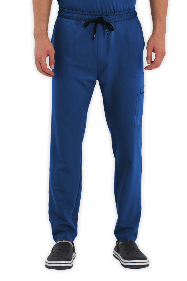 Erkek Petrol Mavisi Kargo Cepli Scrubs Pantolon