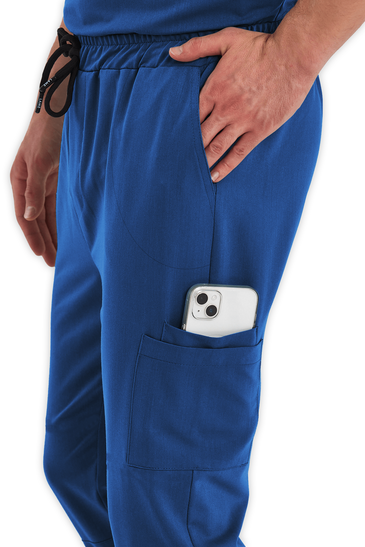 Erkek Petrol Mavisi Kargo Cepli Scrubs Pantolon
