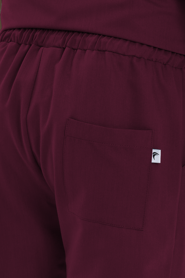 Erkek Bordo Kargo Cepli Scrubs Pantolon