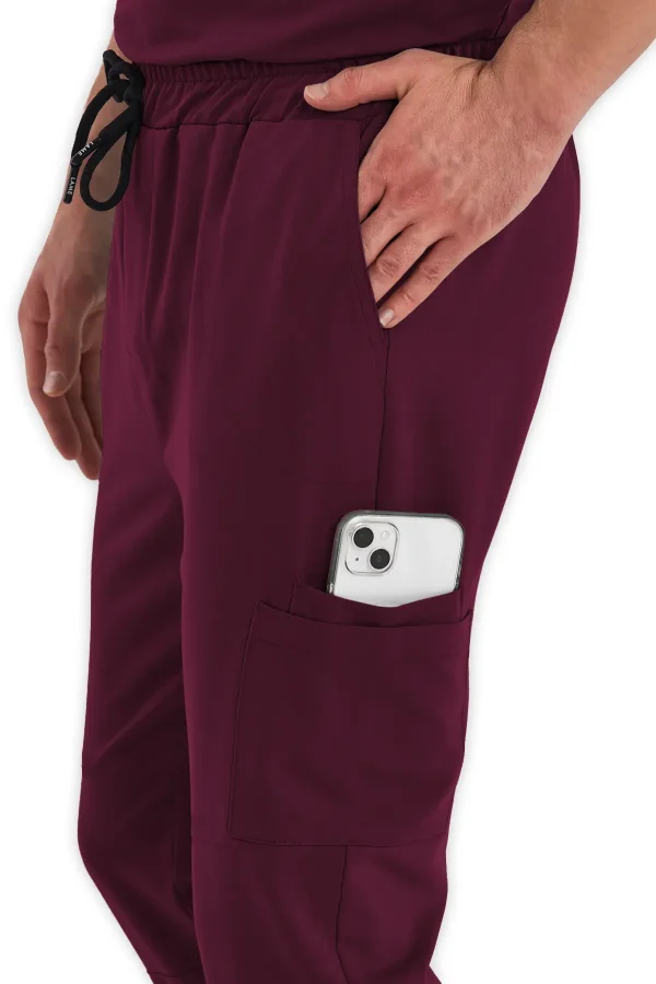 feliplini erkek kargo cepli scrubs pantolon bordo