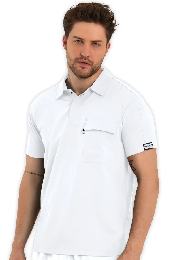 feliplini erkek polo yaka scrubs Üst beyaz