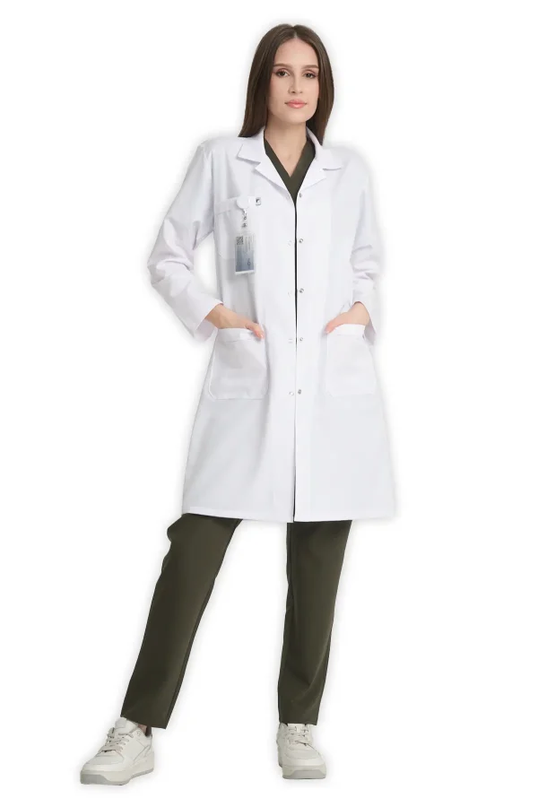 feliplini kadın klasik yaka doktor Önlüğü beyaz